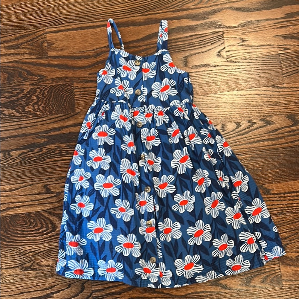 Floral Blue and Red Kids Dress